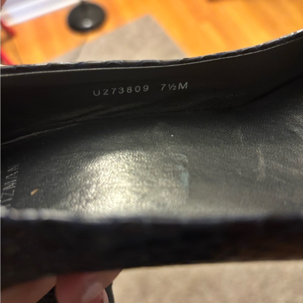 Stuart Weitzman Snake Skin Navy Peep Toe Heels Size 7.5 - Picture 7 of 7